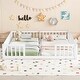 preview thumbnail 3 of 45, Twin Size Kids Bed Frame, Double Twin Floor Bed with Fence Guardrails