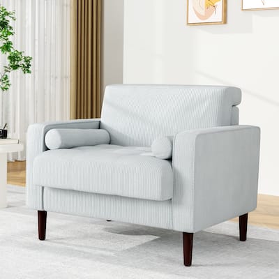 UIXE Upholstered Wide Comfy Accent Club Chair with Wood Leg - 34.6" W x 30.6" D x 28.7" H