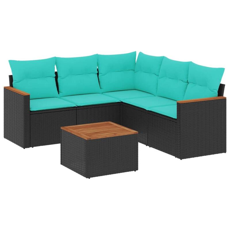 vidaXL Patio Sofa Set with Cushions Outdoor Conversation Furniture Poly Rattan - 24.4x 24.4x 27.2