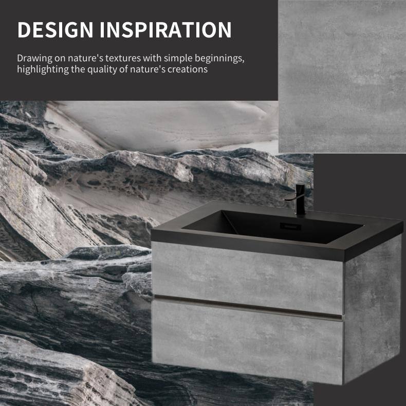 GDFStudio - Carter Floating Bathroom Vanity with Quartz Sand Countertop & Soft-Close Drawers