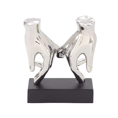 Polystone Hands Decorative Sculpture - Silver - Roche River Decor