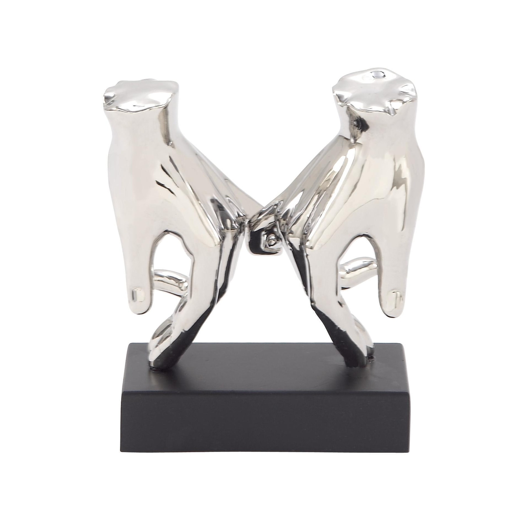 Polystone Hands Decorative Sculpture - Silver - Roche River Decor