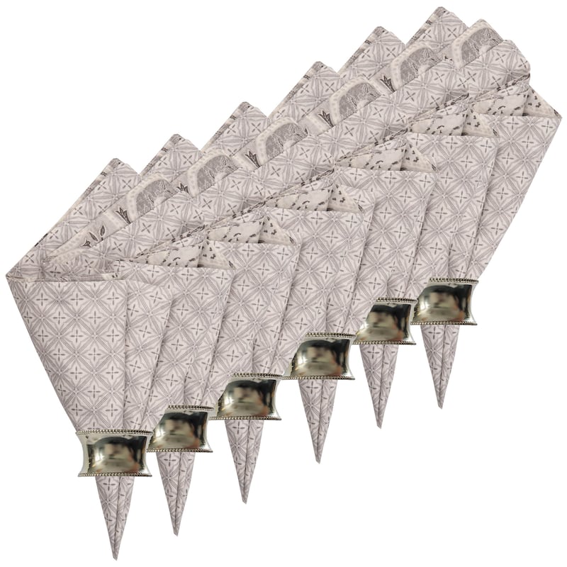 Nazima Gray Cotton Reversible Napkin Set of 6 - Set of 6