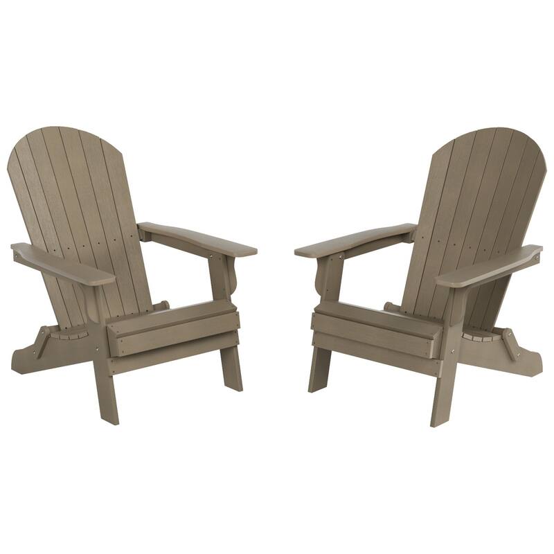 Vineyard HIPS Outdoor Folding Eco-Friendly All Weather Seashell Adirondack Chair (Set of 2)