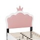 preview thumbnail 6 of 6, Twin Size Upholstered Princess Bed With Crown Headboard and 2 Drawers,Pink+White