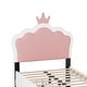 preview thumbnail 8 of 14, Twin Size Upholstered Princess Bed with Crown Headboard and 2 Drawers, Platform Bed in White+Pink