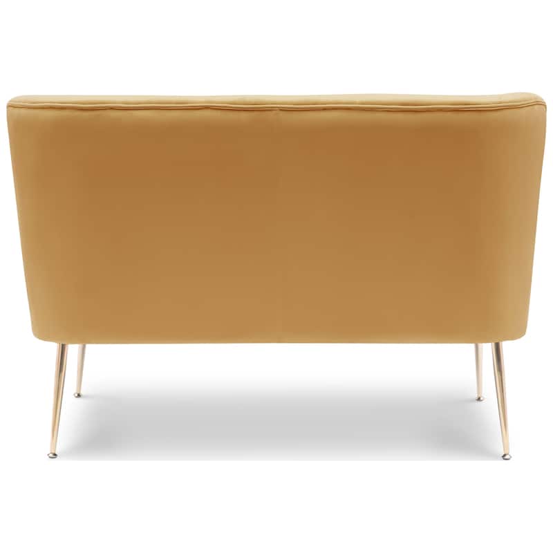 Farrah Upholstered Velvet Polyester 46" Wide Loveseat - Armless/ Scalloped Back