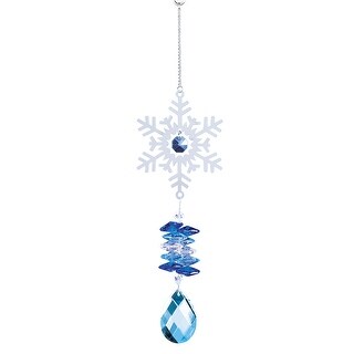 Hanging Blue and White Accented Winter Snowflakes Suncatcher - 4.000 x 3.600 x 1.500