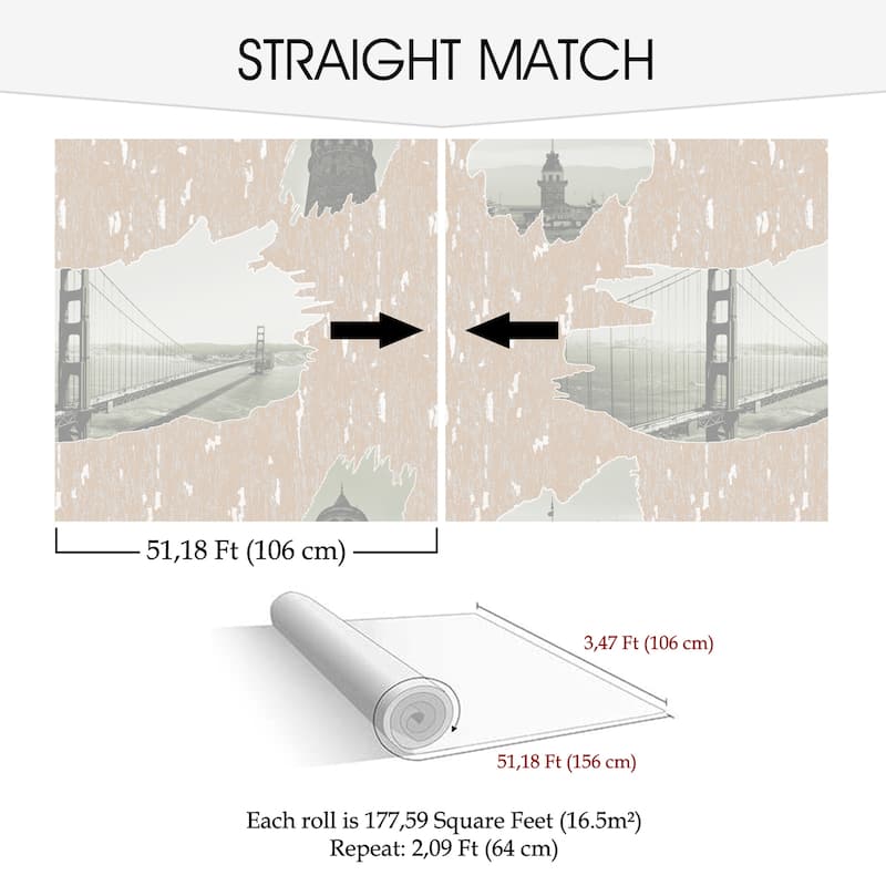 SUSSEXHOME Removable Wallpaper-Waterproof, Strippable, Light Resistance & Cleanable Wall Paper Roll-Wallpaper-Istanbul