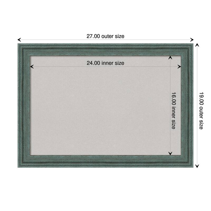 Upcycled Teal Grey Wood Framed Grey Corkboard Bulletin Board - Board Size 24x16