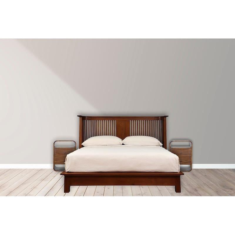 Artisan Furniture Solid Wood Chestnut Curve 2 Drawer Nightsand, Brown with 1 Shelf - Brown - 2-drawer