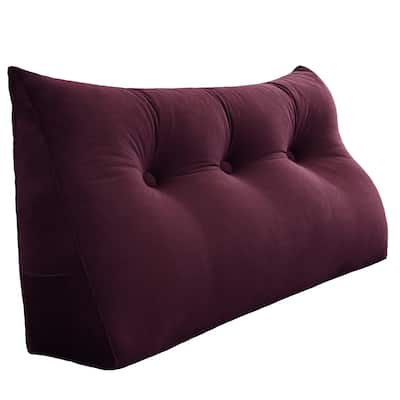 WOWMAX Bed Rest Reading Wedge Headboard Pillow Velvet Red
