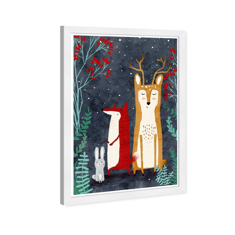Wynwood Studio Prints Animals Gentle Snow Full Buddies Blue and Dark Blue Rustic Wall Art Canvas Print