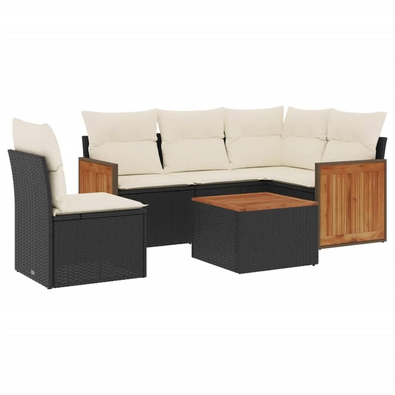 vidaXL Patio Sofa Set with Cushions Outdoor Conversation Furniture Poly Rattan