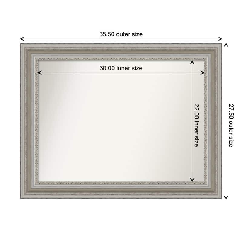 Parlor Silver Framed Non-Beveled Custom Wall Mirror, Bathroom Vanity Mirror - Outer Size: 35.5 x 27.5