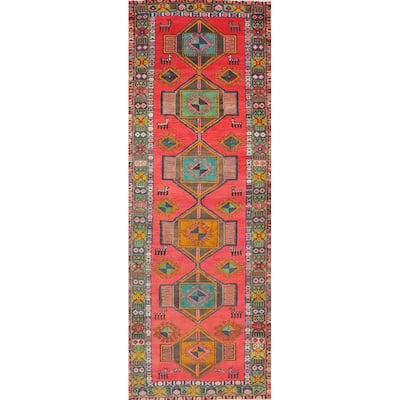 Hand Knotted Oriental 100% Wool Carpet Traditional Tribal Coral Ardebil Runner Rug - 10' 2'' X 3' 2''
