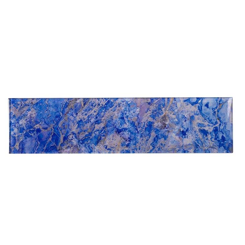 Apollo tile 3" x 12" Carnelian Glossy Cobalt Blue Glass Tile (5 sq ft/case) - 20 Pack
