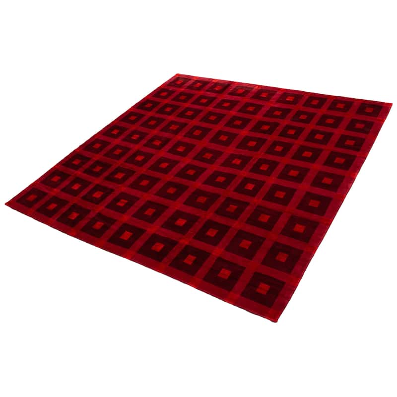 ECARPETGALLERY Hand-knotted Opulence Red Viscose, Wool Rug - 11'4 x 11'7