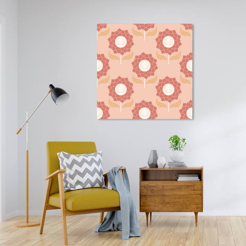 Wynwood Studio Canvas Floral and Botanical Lollipop Floral Pattern Pink and Light Pink Vintage Wall Art Canvas Print