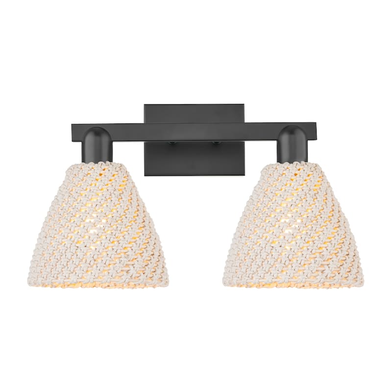 Innovations Lighting 716-2W-11-16 Natural Ballston Dome Vanity Natural - Matte Black / Natural