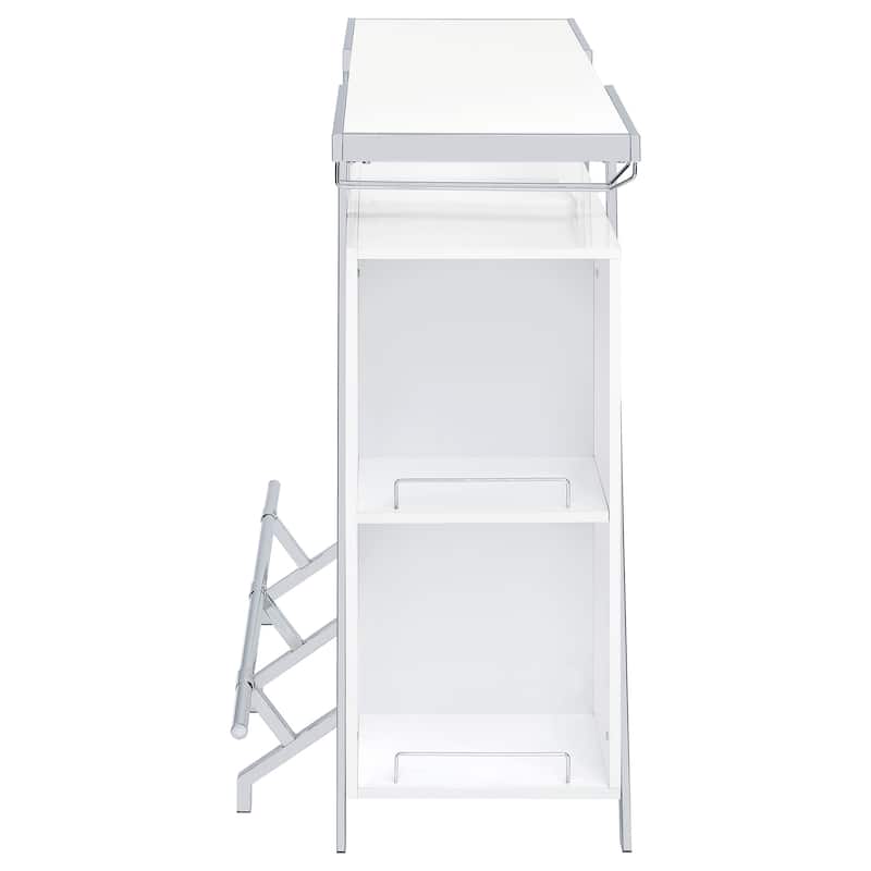 Araceli White High Gloss Freestanding LED Home Bar Cabinet