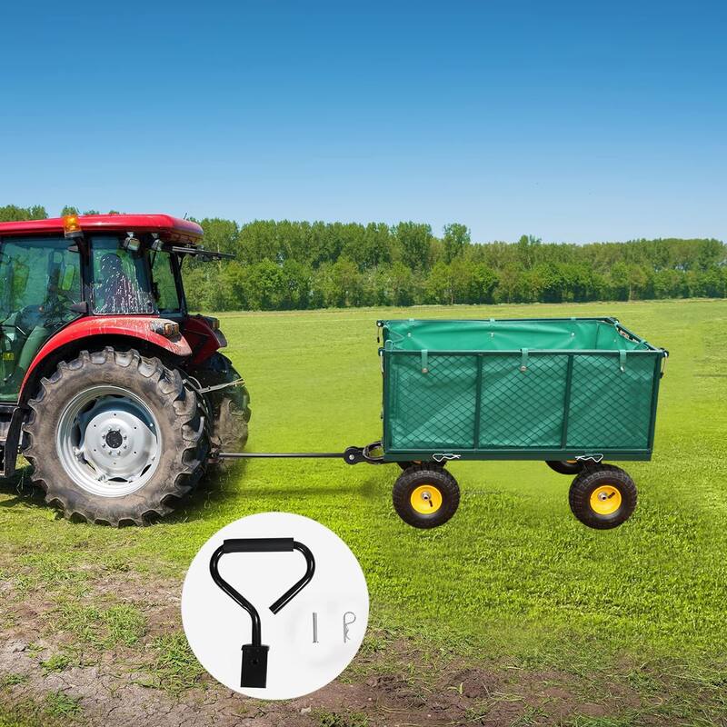 Utility Wagon with 880 lb Load - Mesh Garden Cart with 10" Tires, Removable Sides & Handle, for Landscaping & Outdoor Hauling