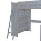 preview thumbnail 29 of 32, Full Size Loft Bed with Desk, Storage Shelves and 2 Sliding Doors, Multifunctional Kids Bed Frame with Ladder and Guardrail