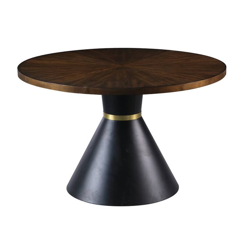 Best Master Furniture Round Oak Dining Table with Pedestal Base