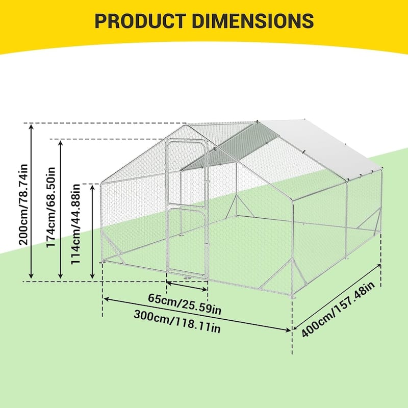 Large Metal Chicken Coop Walk-in Poultry Cage