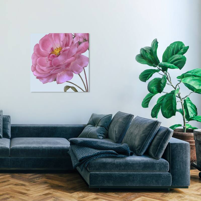 Wynwood Studio Canvas Floral and Botanical Flower III Pink and Pastel Blue Traditional Wall Art Canvas Print - 30 x 30