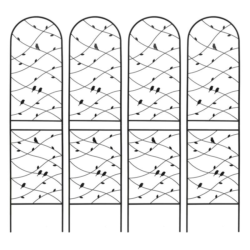 4 Pack Metal Garden Trellis Rustproof Trellis for Climbing Plants Outdoor Flower Support Black