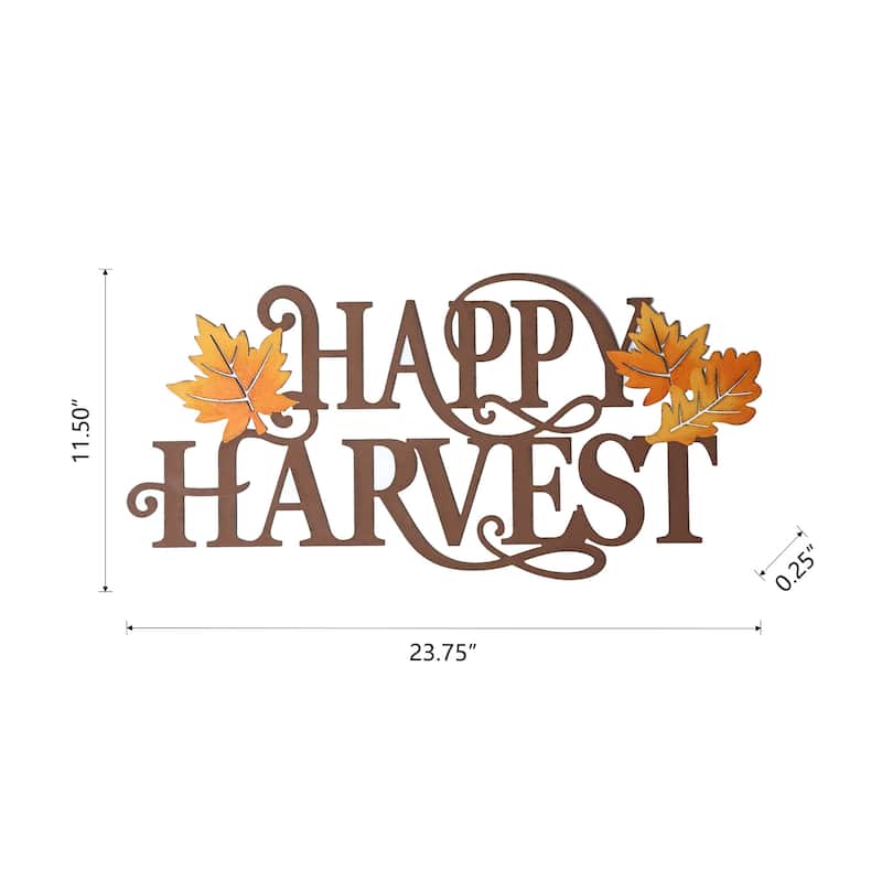 Glitzhome 23.75"L Fall Metal "HAPPY HARVEST" Wall Decor Thanksgiving