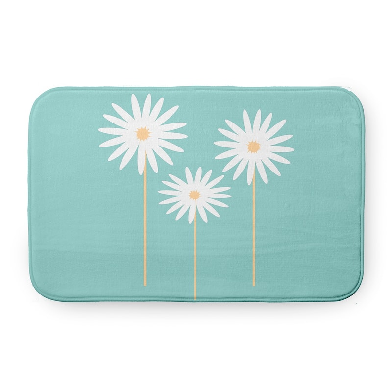 Floral Print Bathmat - 24" x 17" - Light Blue