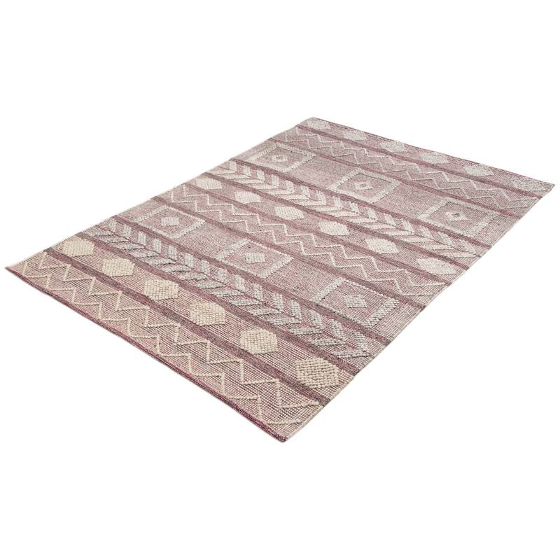 ECARPETGALLERY Braid weave Sienna Pink Wool Rug - 6'1 x 9'0