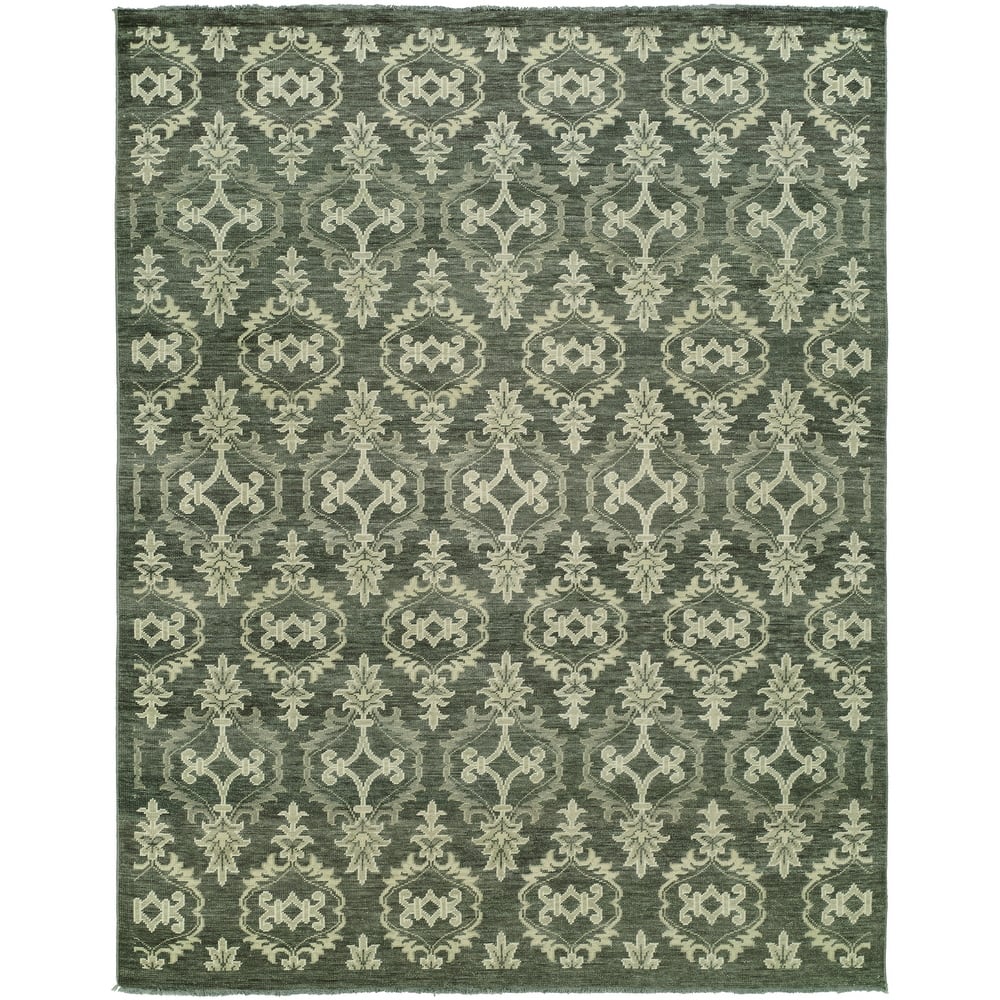 Transitional Multi-Colored Hand-Knotted Wool Area Rug