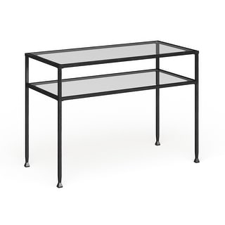 SEI Furniture Glenn Distressed Black Metal Console Table with Shelf