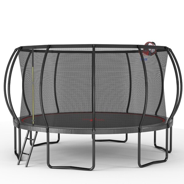 14FT Trampoline Pumpkin- Black Red- fframe height 90cm - Bed Bath