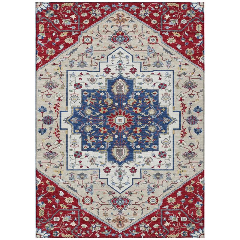 Machine Washable Indoor/ Outdoor Traditional Kolkata Chantille Rug