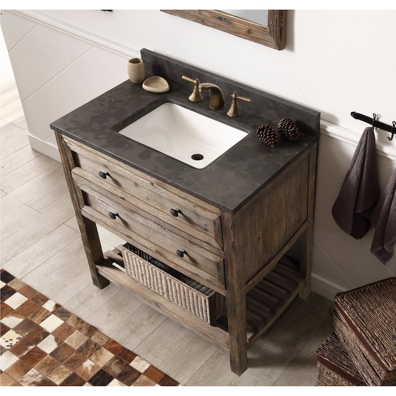 Legion Furniture 36" Bathroom Vanity in Rustic Brown with Moon Stone Top WH8036-BR
