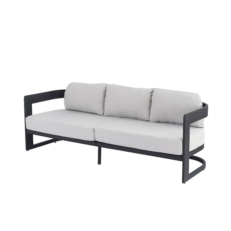 Christopher Knight Home - Elvis Modern Outdoor Aluminum 3 Seater Sofa with Fade-Resistant Cushions