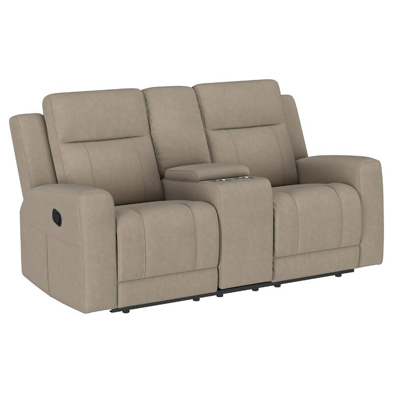 Krio 2pc Manual Reclining Sofa and Loveseat Set, Brown Faux Leather