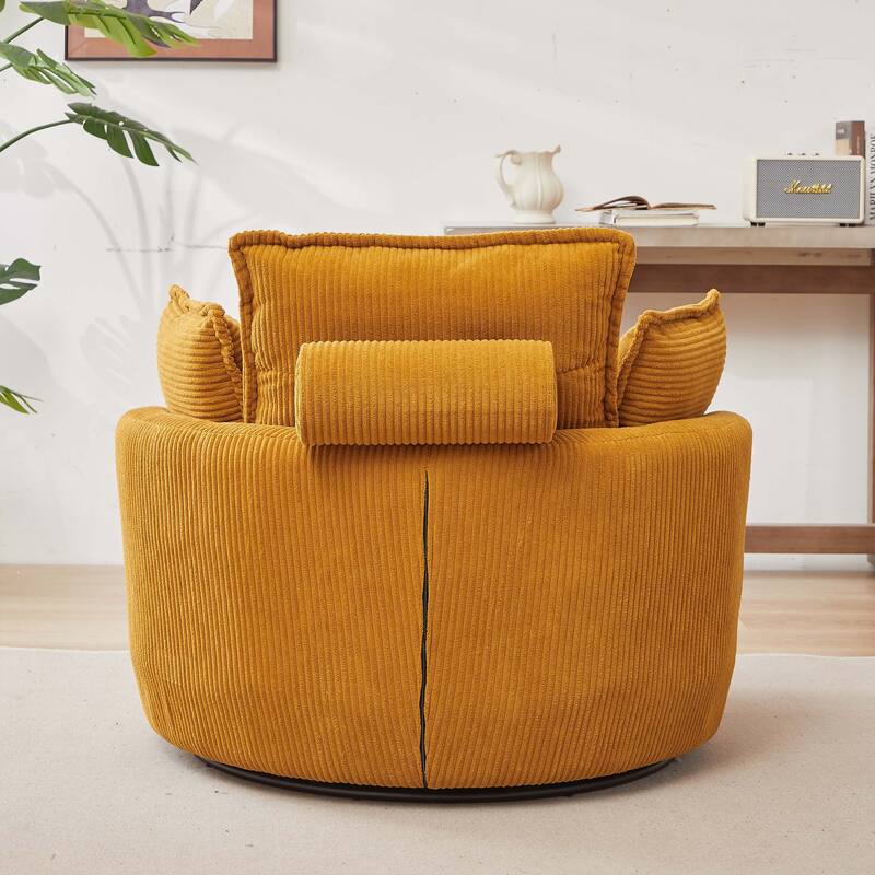 Oversized Swivel Chair with moon storage ottoman