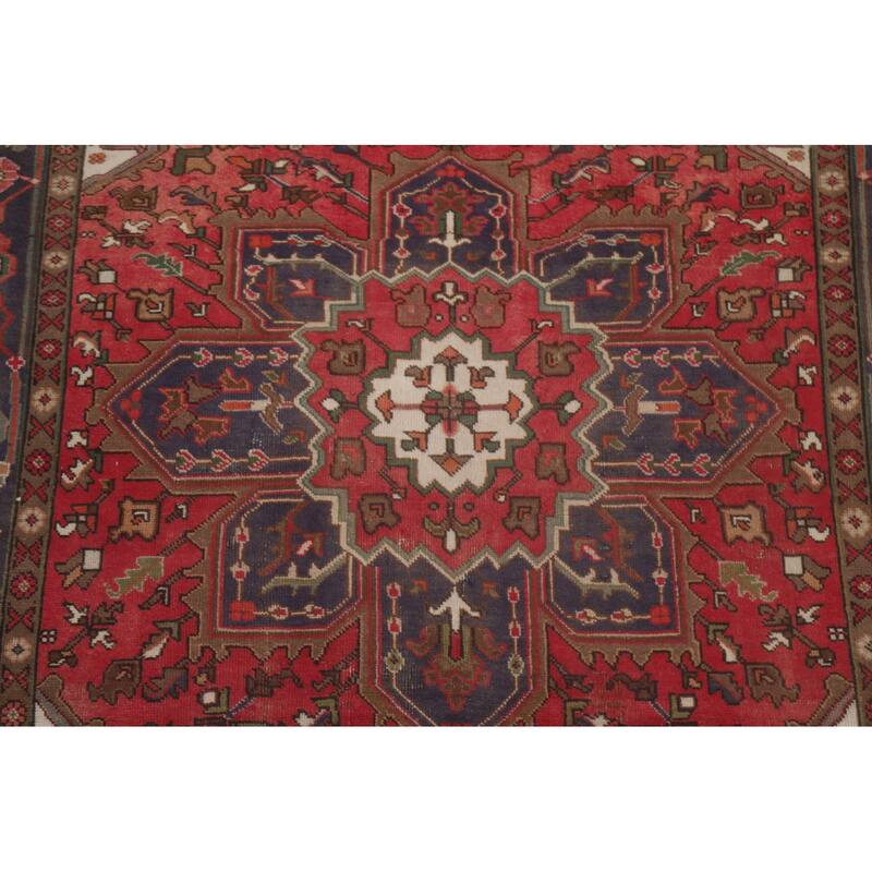 Hand Knotted Oriental 100% Wool Carpet Traditional Medallion Red Heriz Area Rug - 9' 6'' X 6' 3''
