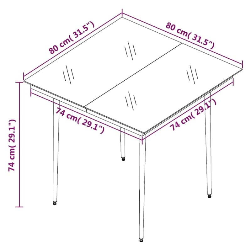 vidaXL Garden Dining Set Grey, Dark Grey, Black - 31.5" x 31.5" x 29.1"/ 4