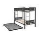 preview thumbnail 8 of 15, Black Twin over Twin Size Metal Bunk Bed with Trundle, Sturdy Metal Frame, Noise-Free Wood Slats