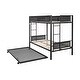 preview thumbnail 8 of 15, Metal Twin over Twin Bunk Bed with Trundle,Wood Slat,2 Side Ladders,Kids Bed Design