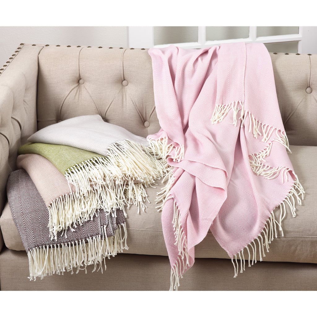Saro Acrylic Herringbone Throw