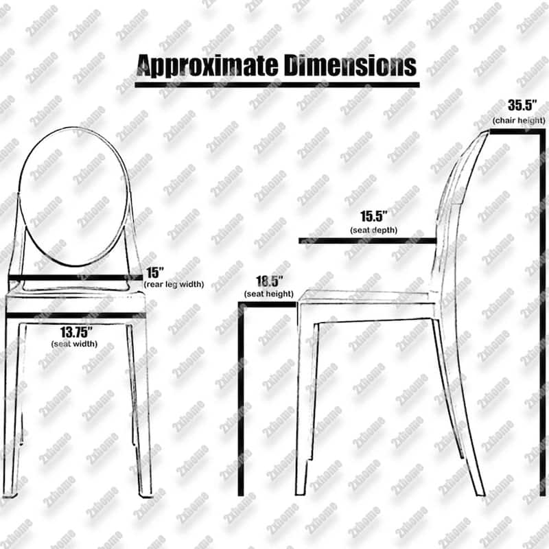 Set of 4 Designer Transparent Dining Chairs Modern Designer Stacking Accent For Kitchen Armless No Arms
