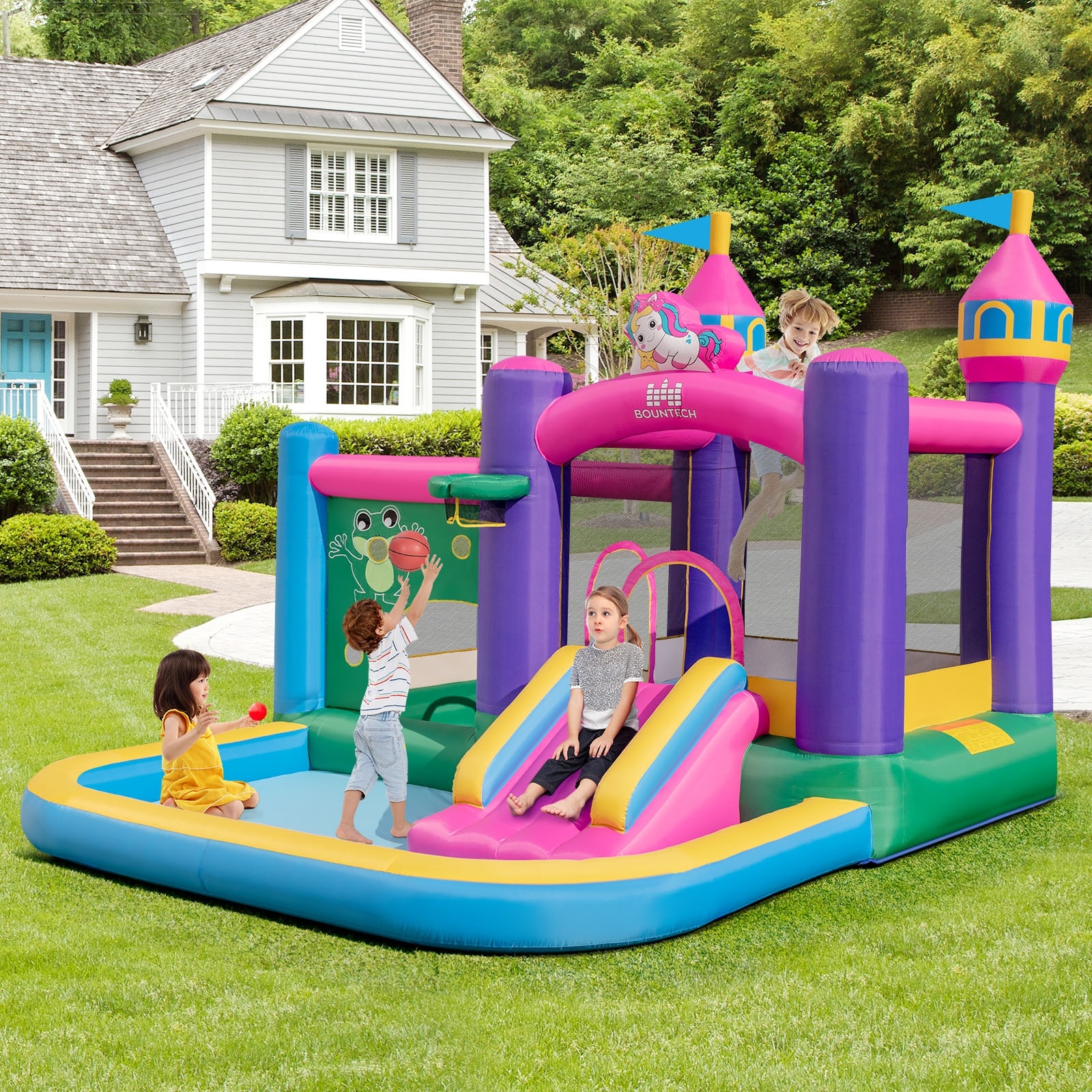 Bouncy castle slide into ball pit cheap