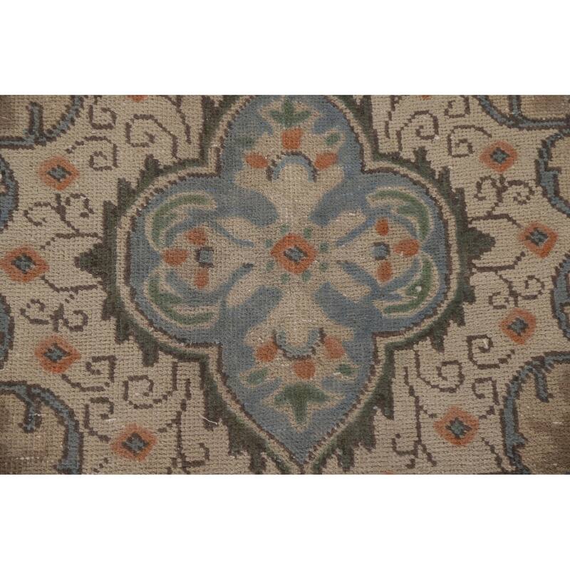 Hand Knotted Oriental 100% Wool Carpet Traditional Medallion Beige & Ivories Tabriz Area Rug - 12' 7'' X 9' 10''